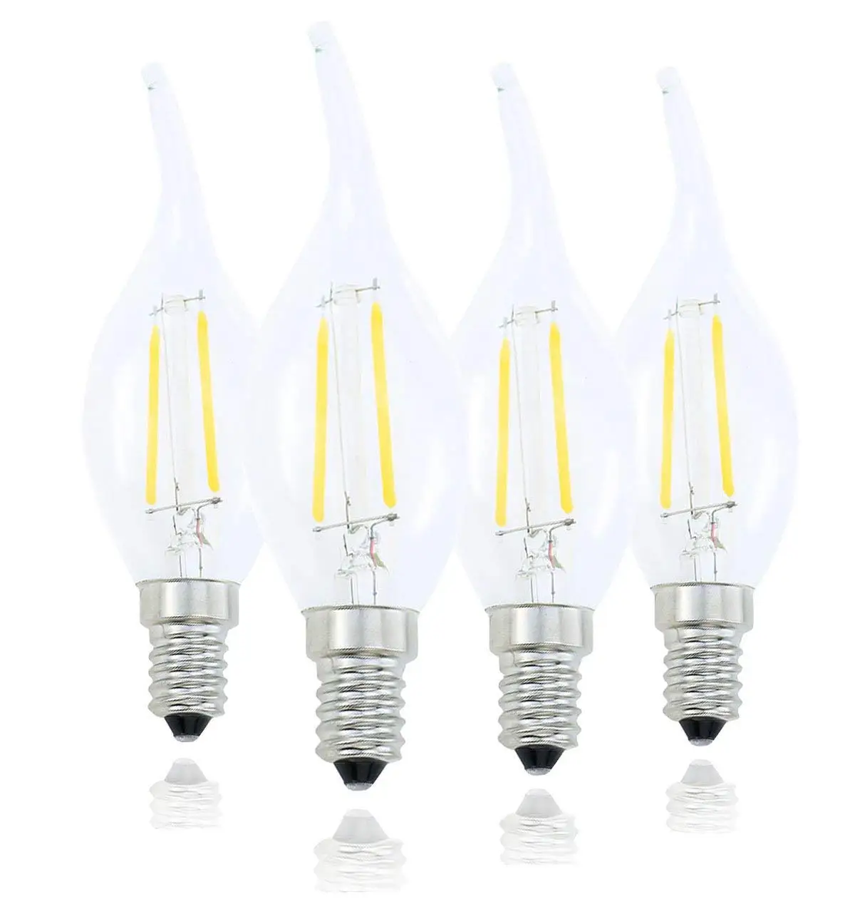 C35 E14 2W Dimmable Bent Candle Vintage tip  LED Flame Light Bulb 