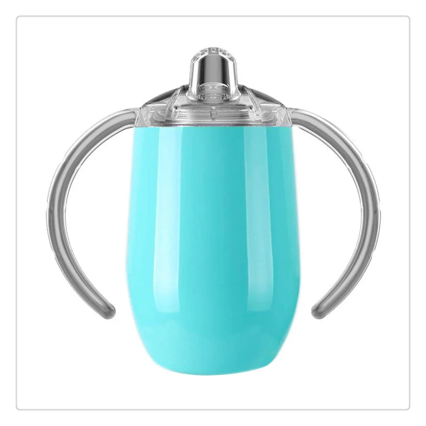 Food Grade Silicon lid 360 Train cup 8oz 12oz Disposable Vacuum insulated Tumbler wine cup stainless steel Baby Kid sippy cup