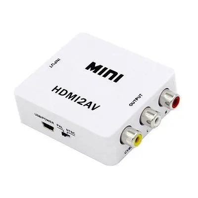 

HDMI2AV Composite Mini HDMI 4K input to 3 RCA Audio Video AV CVBS 1080p output Converter box for computer DVD to HDTV, White