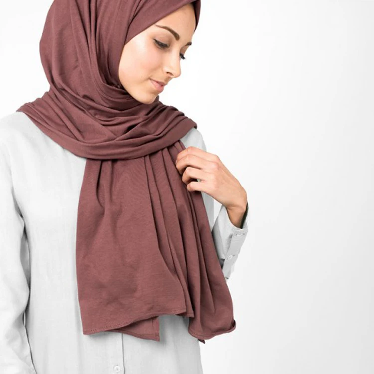 New Styles Soft Muslim Jersey Scarf Women Solid Color Hijab