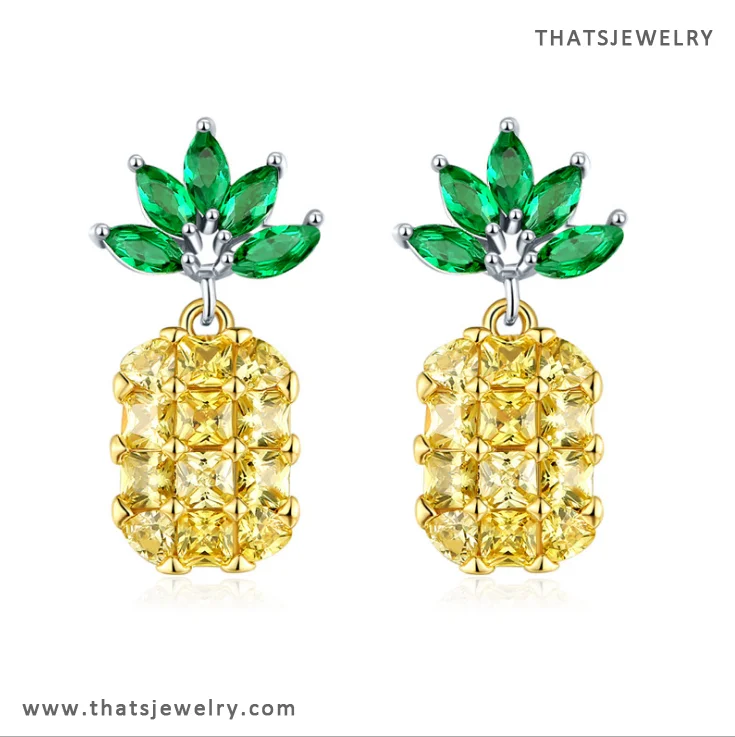 

Cute Pineapple Earrings Shining Studs AAA Cubic Zircon High Quality Fashion Earring 2018 Jewelry Gift Thatsjewelry E-1057, Gold