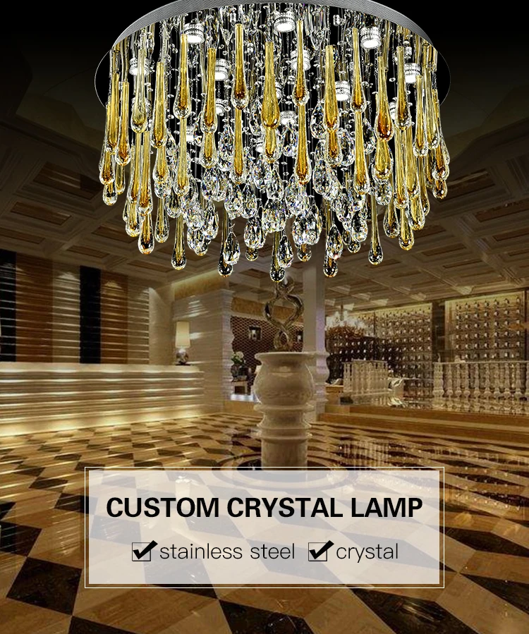 Hotel decorative Energy saving Modern Luxury hanging clear crystal chandelier light