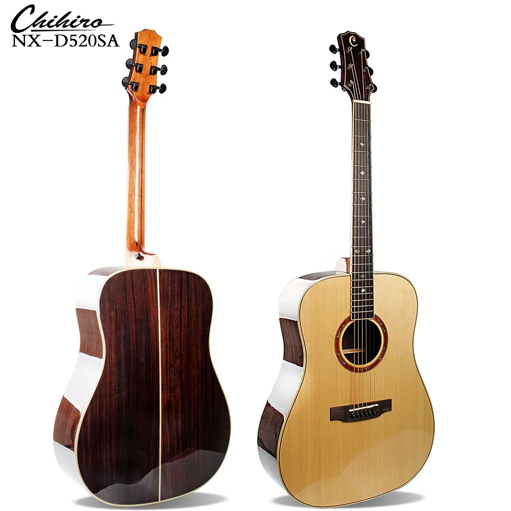 

Chihiro Musical Instruments 6 Strings Glossy 41Inch Top Solid Spruce Rosewood Fingerboard Acoustic Guitar Dreadnought With EQ, Natural wood color