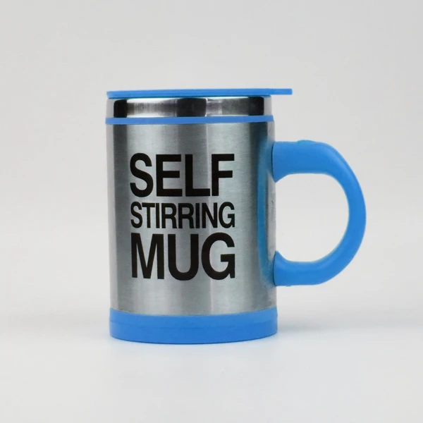 

16 oz Wholesale Plastic Auto Self Mixing cup stainless steel self stirring travel coffee mug with handle, Sky blue