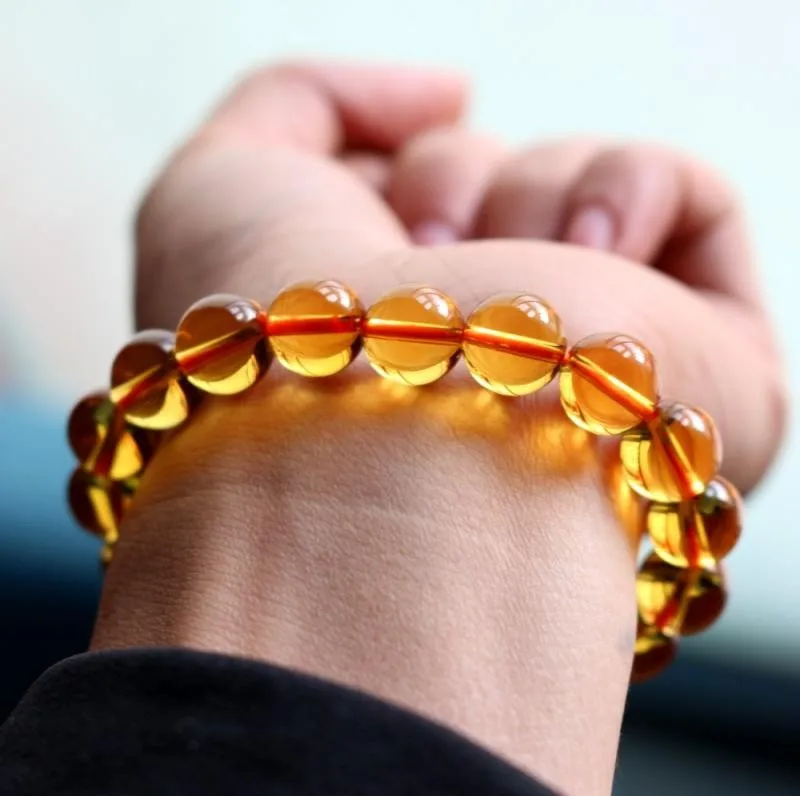 

8mm nice round natural citrine stretch bracelet jewelry