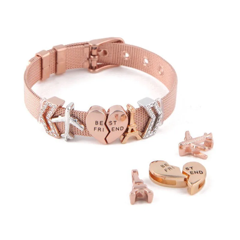 Stainless Steel Mesh Chain Rose Gold Vacuum Electroplating Cheap Best Friend Bracelets for Girls