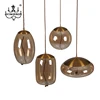 Antique loft geometric drum bubble indoor decorated iron glass led chandelier pendant light