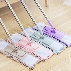 Image of China supply Water Absorbing Microfiber fabric chenille flat floor cleaning mop magic spinning head detachable mop head cover