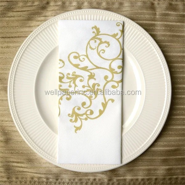 Dinner Napkins Gold And White Like Cloth Disposable Paper Napkins (60ct