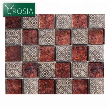 Square Tile Decor Mosaic For Kitchens And Bathroom Backsplash Red