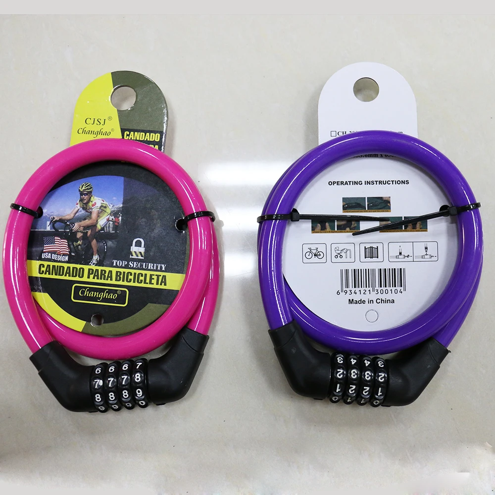 
CH-202 4 digits 12MM diameter*55cm length bicycle cable lock 