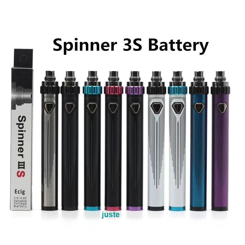 

Custom Logo Micro Spinner 3S Battery Variable Voltage 510 Thread Vape Pen Battery Wholesale, Black red white blue purple gold