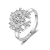 S925 silver snowflake rotating ring Simple Micro setting zircon adjustable size ladies sterling silver ring
