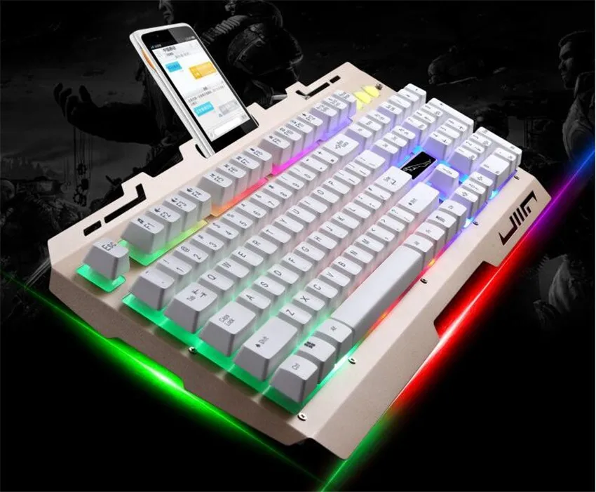 Mechanical Metal keyboard Rainbow Backlight USB Wired Waterproof Keyboardd Business office gaming keyboard MK807