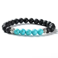 

F85 Wholesale Accessories Agate Turkish Eye Essential Oil Distance Turquoise Lava Bead Black Volcanic Natural Stone Bracelet