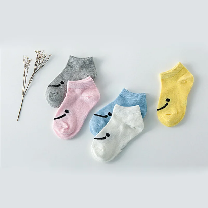 Hot Casual Baby Meias Socks 5 pairs lot Cotton Unisex Smile LYc769 Summer Spring Cute Baby