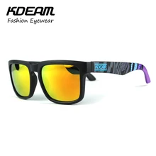 Kdeam Sport Sunglasses Men Reflective Coating Square Polarized Sun Glasses Women Brand Designer Oculos De Sol With Original Case