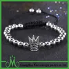 Imperial Crown Design Men Women Copper Beaded Macrame Bracelet
