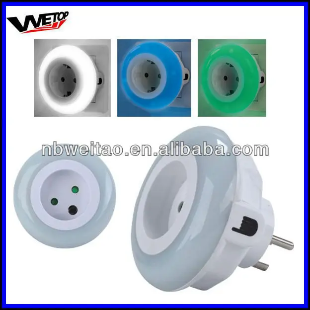 Ningbo Fashion mini color Wall LED Sensor Plug Socket Night Light