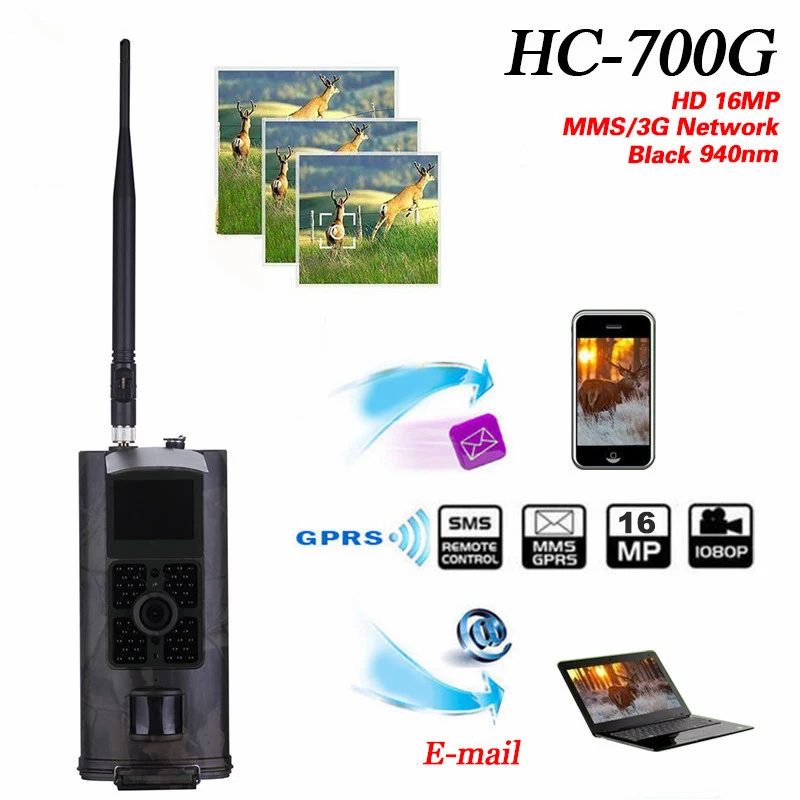 

3G Hunting Camera HC700G GPRS SMS MMS SMTP 940nm IR LEDs 0.5S Trigger Trail Camera