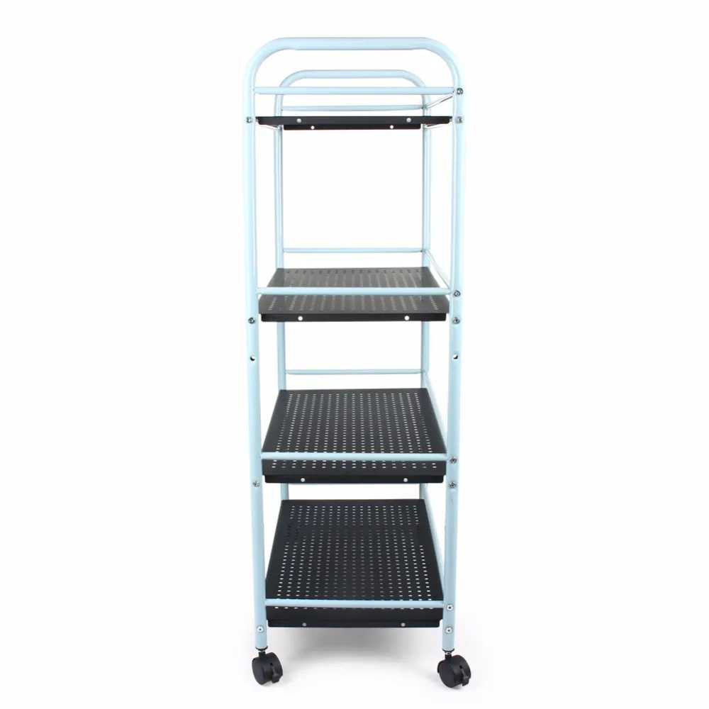 

Langria 4-Tier Metal Rolling Cart Multifunctional Toy Storage Shelving Rack for Vegetable Kitchen Bathroom Washroom Laundry