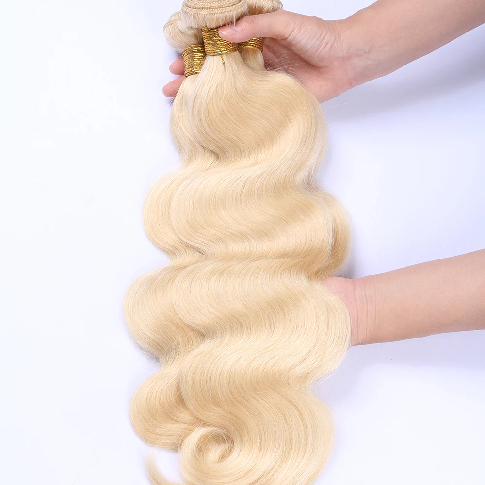 

3PCs 613 Blonde Hair Brazilian Body Wave Remy Hair Weft Human Hair Weave Bundles 10inch To 28inch, N/a