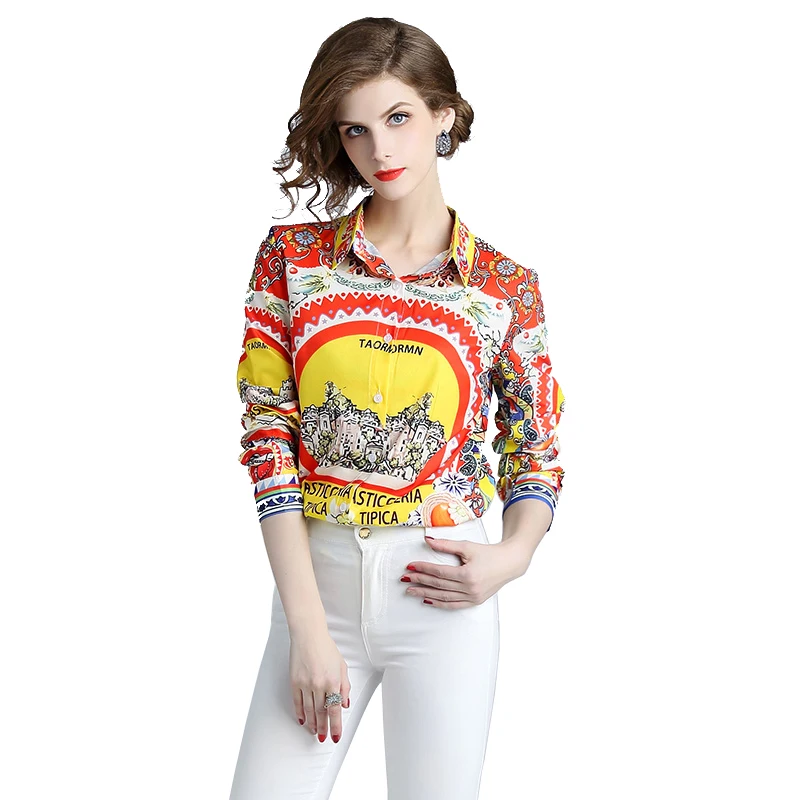 

fashion office wear women Long Sleeve ladies formal shirts, Print