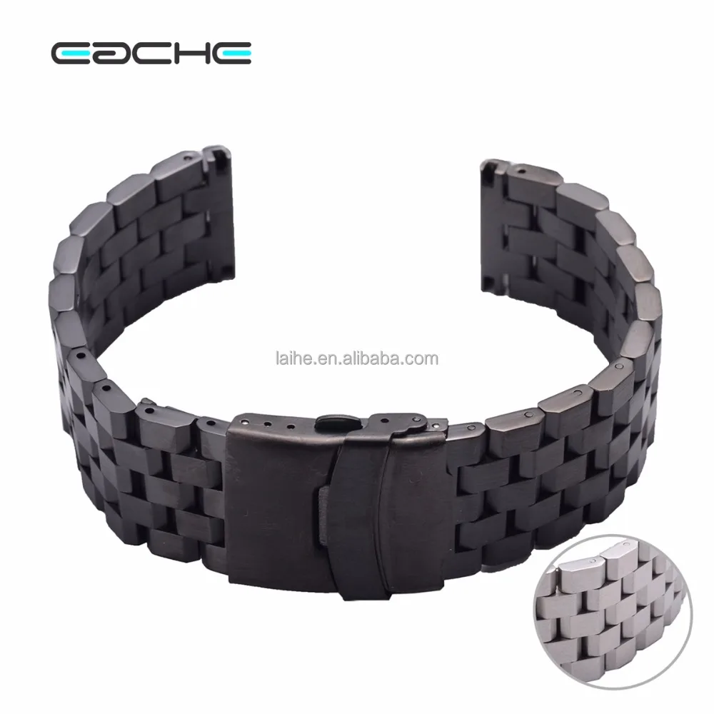 

High Quality 5 engineer link Stainless Steel Locking Watchband Watch Bracelet Black &Silver 20mm 22mm 24mm