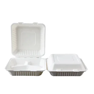 Biodegradable disposable lunch box 3 compartment food container