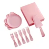 11pcs/Box Disposable Cake Tableware Sets Plate Fork Knife Box Birthday Party Cake Supplies 5 Person Baby Shower Party Favors