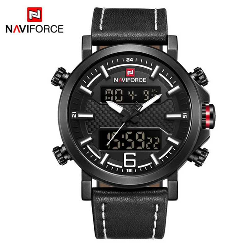 

Top Luxury Brand NAVIFORCE 9135 Military Quartz Men Wrist Watches LED Analog Digital Dual Time Male Sport Clock relojes hombre