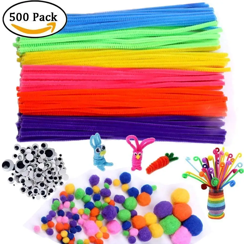100/% Cotton 100 Pieces Soft Bristle Pipe Cleaners for DIY Art Craft