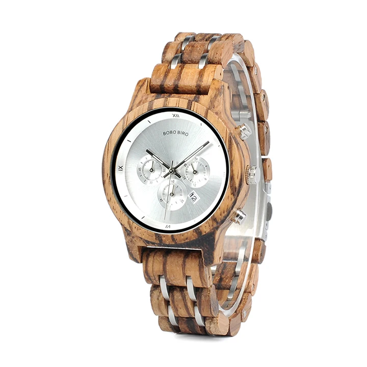 

bobo bird Luxury Wood Metal Strap ladies Wood Watch with Chronograph Date Quartz Watch