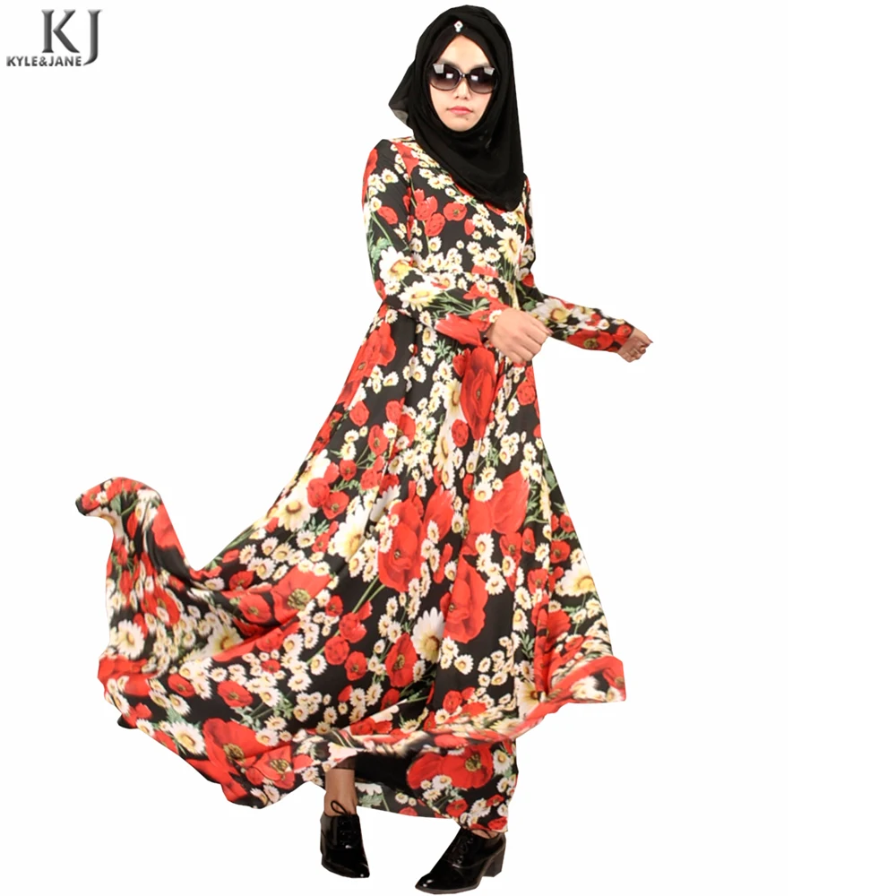 

high quality standard indian 3D digital printing umbrella skirt adult abaya kaftan wholesale with chiffon lining, Contact supplier to get the latest color chart