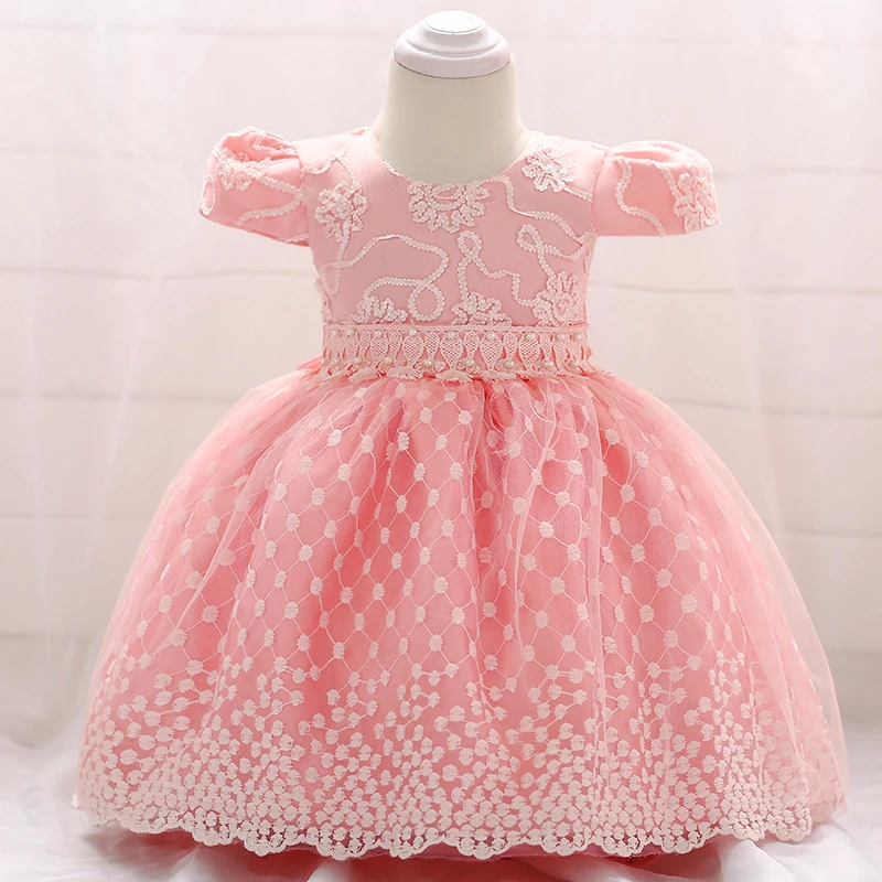 Pink Satin Princess Girls Frock Patterns Wedding Party Wear Formal Kids ...