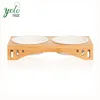 Wholesale Bambo Wood Elevated Dog Cat Feeder Stand with Two Write Bowls