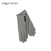 Winter women's wool grey fashion glove with 3 buttons