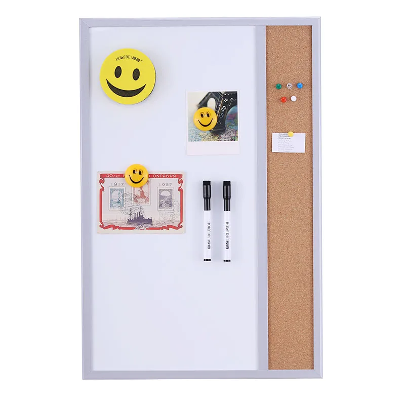 
40*60 Combination Magnetic Whiteboard Bulletin Cork Board in Wooden Frame 