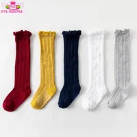 

Ready To Ship Newborn Toddler Ruffle Trim Knee High Tights Stockings Cable Knit Baby Girl Knee High Socks