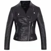 Latest fashion black color slim lady pu leather jacket wholesale bulk order jacket in good quality
