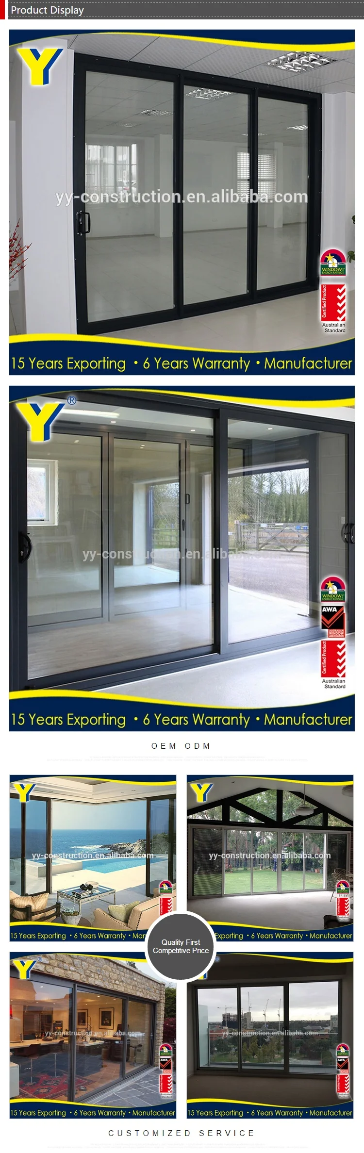 Yy Windows And Doors As2047 Acrylic Sliding Lowes Interior Doors Cheap