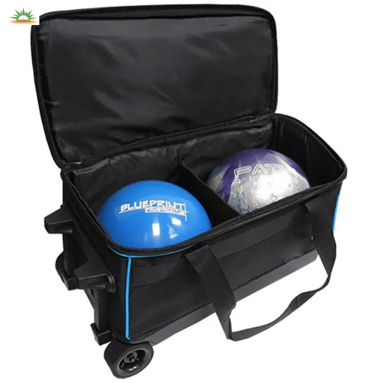 Custom Sports Functional 2 Ball Trolley Bowling Ball Bag With Wheels