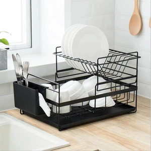 Image of Household stainless steel 3 tier dish rack dish drainer metal wire shelves rackstorage rack