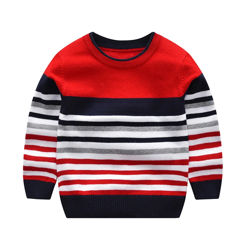 

OEM latest design long sleeve crew neck striped pullover sweater designs for children