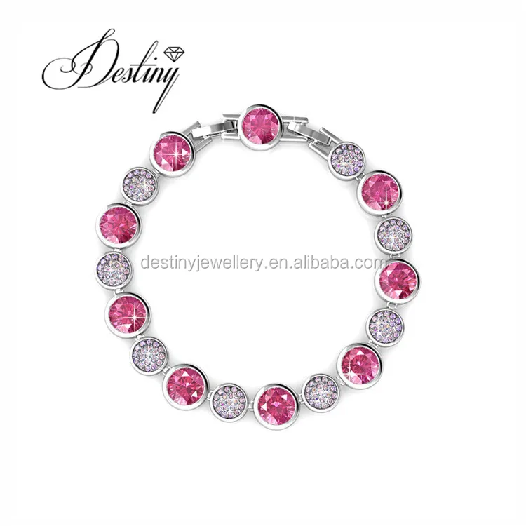 

Destiny Jewellery fashion colorful round shape stone Bracelet Embellished with high quality sparkle crystals, Pink,purple,white