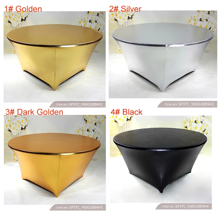 5ft Golden Metallic Spandex Table Covers Table Cloth Buy Metallic