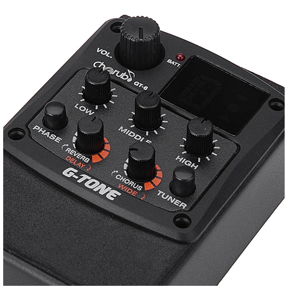 

Cherub GT-6 G-Tone Acoustic Guitar Preamp Piezo Pickup LCD Tuner with Reverb/Delay/Chorus/Wide Effects Guitar Accessories, As picture