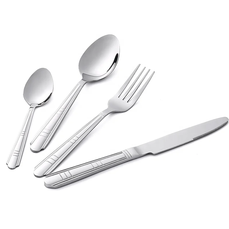 

OEM/ODM Available Silver Dinner Spoon Dinner Fork Teaspoon Knife Cutlery Set Stainless Steel Wedding Hotel Restaurant