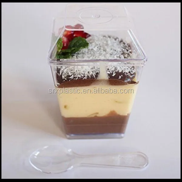 
Cute Clear Plastic Square Parfait Cups 3oz 4oz Dessert cup with lids,custom plastic dessert cup china suppliers manufacturer 
