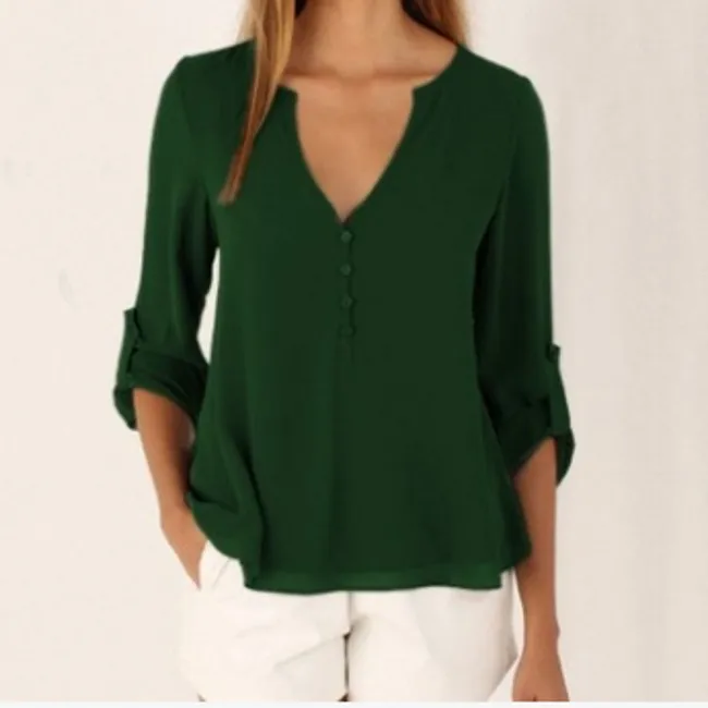 

Long Sleeve V-Neck Female Tops Blusas Femininos Women Plus Size Shirts Blouses YY10259